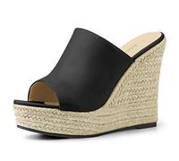 Allegra K Women's Espadrille Wedge Platform Mules Black 5 UK/Label Size 7 US