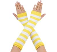 Allegra K Women's Fingerless Gloves Printed Elbow Length Knitted Arm Warmer