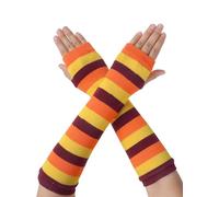 Allegra K Women's Fingerless Gloves Printed Elbow Length Knitted Arm Warmer