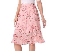 Allegra K Women's Floral Midi Skirts Ruffle High Waist A-Line Split Skirt