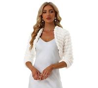 Allegra K Women's Fur Bolero Wedding Open Front Cropped Faux Fur Shrug