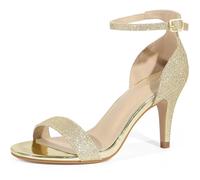 Allegra K Women's Glitter Ankle Strap Stiletto Heel Sandals Champagne Gold 7 UK/Label Size 9 US