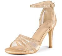 Allegra K Women's Glitter Ankle Strap Stiletto Heels Sandals Rose Gold 5.5 UK/Label Size 7.5 US