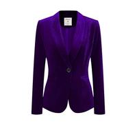 Allegra K Women's Halloween Christmas Office Coat Solid Shawl Collar 1 Button Velvet Blazer, Deep Purple, XL
