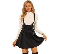 Allegra K Women's High Waist Brace Skirts Lace Up A-Line Mini Suspender Skirt Black M-12