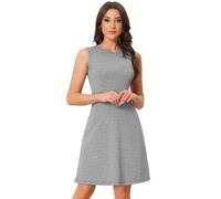 Allegra K Women's Houndstooth Plaid Sleeveless Above Knee Fit and Flare Knit Dress Black Houndstooth XS