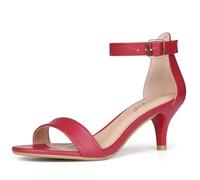 Allegra K Women's Kitten Heel Sandal Red 5 UK/Label Size 7 US