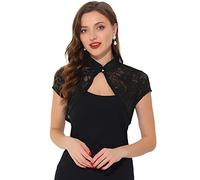 Allegra K Women's Lace Cardigan Stand Collar Short Elegant Shrug Open Front Cropped Bolero Cardigan