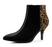 Allegra K Women's Leopard Print Stiletto Heel Ankle Boots Black 7 UK/Label Size 9 US