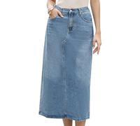 Allegra K Women's Long Denim Skirt Split Back Jean Skirts | Slit Back, Maxi Length, High Waisted, Elastic Waist, H-Line, Jean Skirts, Western Cowgirl Outfit