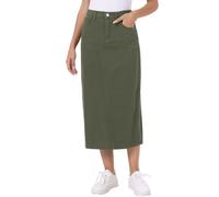 Allegra K Women's Long Denim Skirt Split Back Jean Skirts | Slit Back, Maxi Length, High Waisted, Elastic Waist, H-Line, Jean Skirts, Western Cowgirl Outfit