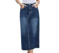 Allegra K Women's Long Denim Skirt Split Back Jean Skirts | Slit Back, Maxi Length, High Waisted, Elastic Waist, H-Line, Jean Skirts, Western Cowgirl Outfit