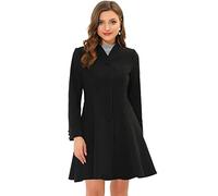 Allegra K Women's Long Sleeve A-Line Winter Coats Swing Single Breasted Mid-long Coat Black M