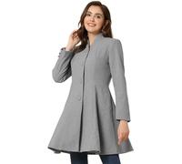 Allegra K Women's Long Sleeve A-Line Winter Coats Swing Single Breasted Mid-long Coat Light Gray M