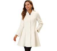 Allegra K Women's Long Sleeve A-Line Winter Coats Swing Single Breasted Mid-long Coat White M