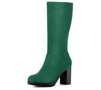 Allegra K Women's Mid Calf Block Heel Boots Green 5.5 UK/Label Size 7.5 US