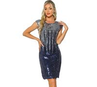 Allegra K Women's Midi Sequin Dress Cap Sleeve Club Party Sparkly Dresses Blue Silver S