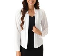 Allegra K Women's Mothers Day Costumes Open Front Cardigan Long Sleeve Business Work Office Blazer White XL