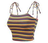 Allegra K, Women's Multi-Coloured Striped Camisoles, Black Multicolour, XS