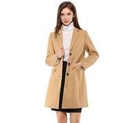 Allegra K women's notched flap button closure coat., Brown tones, XXL