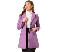Allegra K women's notched flap button closure coat., Light Purple, M