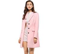 Allegra K women's notched flap button closure coat., Pink/Rebel Fun, 3XL