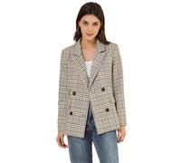 Allegra K Women's Notched Lapel Double Breasted Plaid Work Formal Blazer Jacket White Green 12