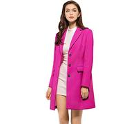 Allegra K Women's St. Patrick's Day Costumes Notched Lapel Single Breasted Outwear Winter Coat Hot Pink L
