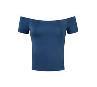 Allegra K Women's Off Shoulder Top Short Sleeve Solid Basic Slim Fit Tees Medium Navy Blue