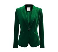 Allegra K Women's Office Coat Solid Shawl Collar 1 Button Velvet Blazer, Green, M