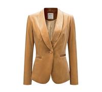 Allegra K Women's Office Coat Solid Shawl Collar 1 Button Velvet Blazer Small Dark Yellow