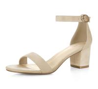 Allegra K Women's Open Toe Block Heel Ankle Strap Sandals Beige 5 UK/Label Size 7 US