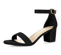 Allegra K Women's Open Toe Block Heel Ankle Strap Sandals Black 5 UK/Label Size 7 US