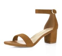 Allegra K Women's Open Toe Block Heel Ankle Strap Sandals Brown 5.5 UK/Label Size 7.5 US