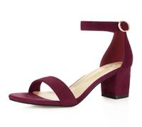 Allegra K Women's Open Toe Block Heel Ankle Strap Sandals Burgundy 5 UK/Label Size 7 US
