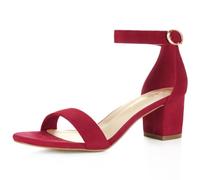 Allegra K Women's Open Toe Block Heel Ankle Strap Sandals Deep Red 7 UK/Label Size 9 US