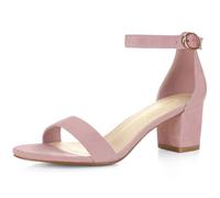 Allegra K Women's Open Toe Block Heel Ankle Strap Sandals Light Pink 8 UK/Label Size 10 US