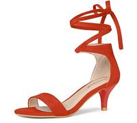 Allegra K Women's Open Toe Kitten Heel Lace Up Dress Sandals Orange 6.5 UK/Label Size 8.5 US