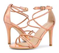 Allegra K Women's Open Toe Strappy Straps Stiletto Heel Sandals Rose Gold 4 UK/Label Size 6 US