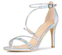 Allegra K Women's Party Strappy Stiletto High Heels Sandals Silver 8 UK/Label Size 10 US