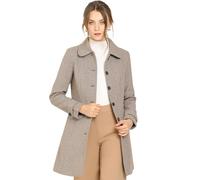 Allegra K Women's Peter Pan Collar Overcoat Single Breasted Pockets Winter Long Coat, Brown, S