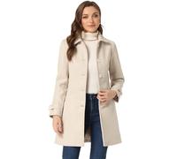 Allegra K Women's Peter Pan Collar Raglan Sleeves A-line Winter Coat Beige L