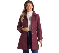 Allegra K Women's Peter Pan Collar Raglan Sleeves A-line Winter Coat Burgundy S