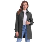 Allegra K Women's Peter Pan Collar Raglan Sleeves A-line Winter Coat Dark Gray S