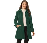 Allegra K Women's Peter Pan Collar Raglan Sleeves A-line Winter Coat Dark Green M