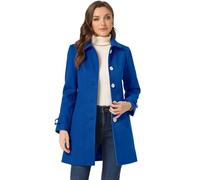 Allegra K Women's Peter Pan Collar Raglan Sleeves A-line Winter Coat, Royal Blue, S