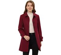 Allegra K Women's Peter Pan Collar Single Breasted Raglan Sleeves A-line Winter Coat, Burgundy, Medium