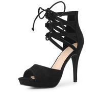 Allegra K Women's Platform Gladiator Strappy Open Toe Stiletto High Heel Sandals Black 5 UK/Label Size 7 US