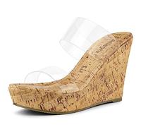 Allegra K Women's Platform Heels Clear Straps Wedge Heels Sandals Clear 5 UK/Label Size 7 US