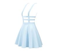 Allegra K Women's Pleated A-Line Elastic Waist Kawaii Braces Mini Suspender Skirt Sky Blue 8